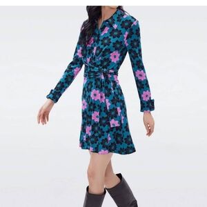 NWT Diane Von Furstenberg Daisy Didi Jersey Shirt Dress, Medium